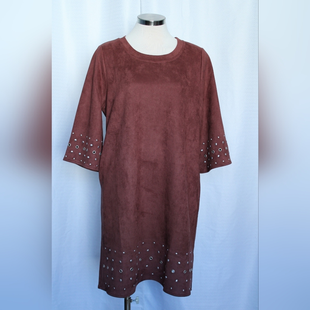 Coco + Carmen Brown Stretch Suede Midi Dress S/M